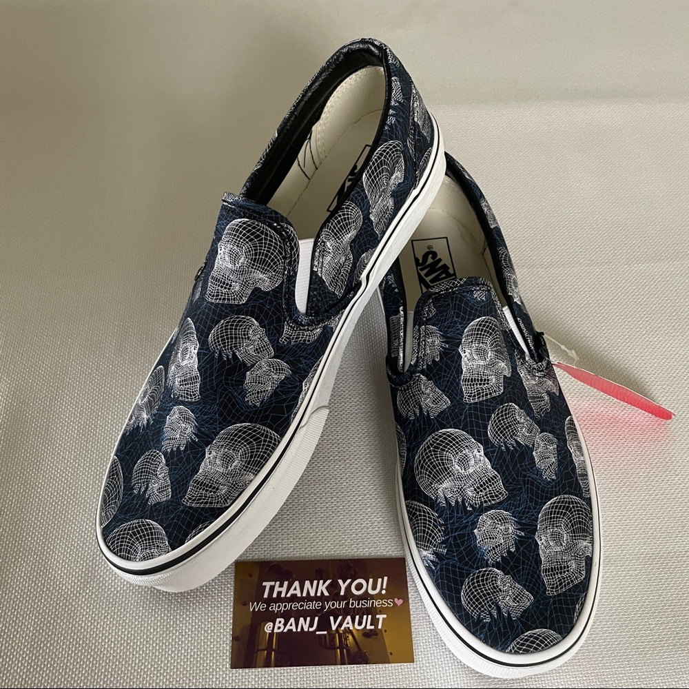 Vans Classic Slip-On Wireframe Skulls Dark Blue - Picture 3 of 9